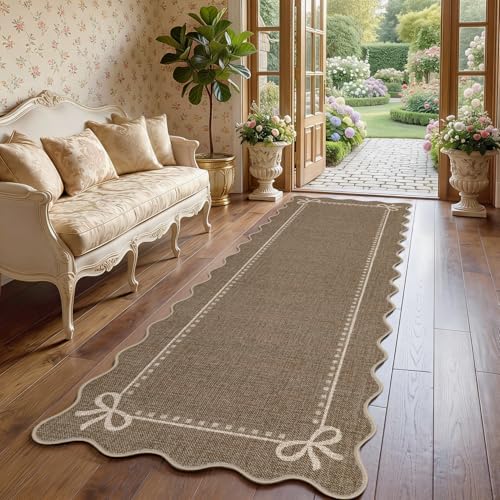 Garvee Scalloped Bow Runner Rug 2x6 Washable Kitchen Runner Rug Non-Slip by Garvee