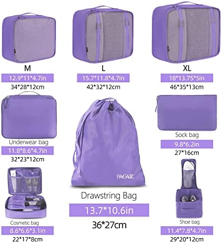 BAGAIL 8 Set Packing Cubes Luggage Packing Organizers - Image 2