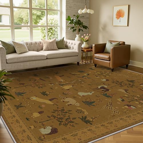 BESBLEE 8X10 Area Rug for Living Room, Animal Washable Non Slip by BESBLEE