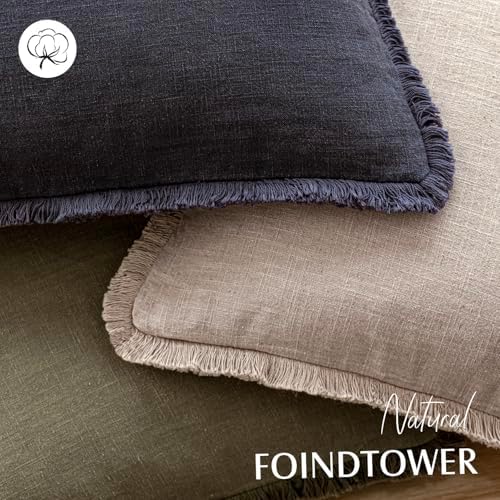 Foindtower Decorative Linen Fringe Throw Pillow Covers Boho Farmhouse Cushion - Image 4