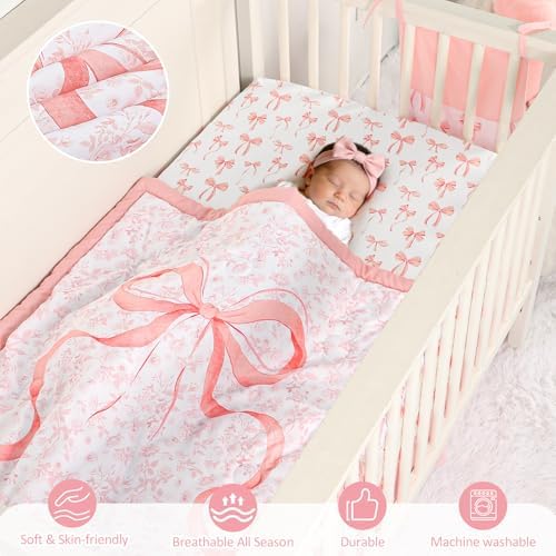 Crib Bedding Set for Baby Girls and Boys, 4 Piece Infant Nursery Bedding Sets - Image 2