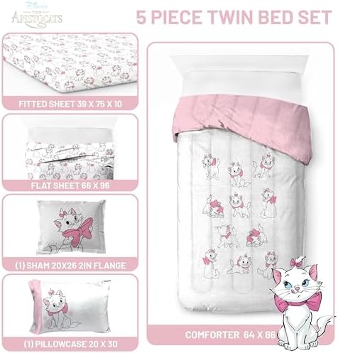 Disney Aristocats Marie Twin Comforter Set 5 Piece Kids Bedding - Image 4