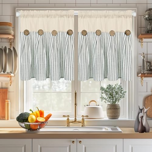 ASPMIZ Farmhouse Kitchen Curtains 24 Inch Length, 2 Panels by ASPMIZ