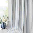 ZJDECOR 63 Inch Blue Stripe Full Blackout Window Curtain Panels by ZJDECOR