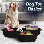 MEGASKET Black Woven Basket, 13” x 9” x 5” Cute Dog Toy Basket, Soft Cotton - Image 4