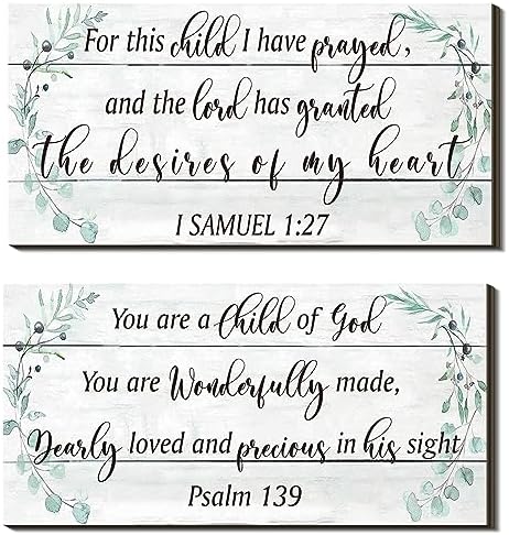 Yookeer 2 Pcs Nursery Wall Art Wooden Baby Room Wall Decor This Child I Have by Yookeer