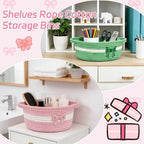 Pink Bow Basket for Nursery- Small Woven Gift Basket - Image 4