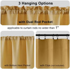 Chyhomenyc Gold Valance for Windows, Light Filtering Faux Linen Textured Small - Image 3