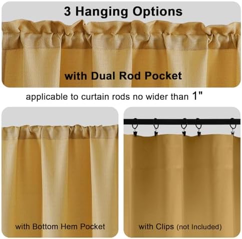 Chyhomenyc Gold Valance for Windows, Light Filtering Faux Linen Textured Small - Image 3