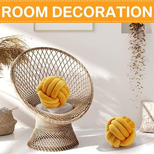 Namalu 7.87 Inches 2 Pcs Knot Pillow Decorative Throw Pillow, Ginger Yellow - Image 6