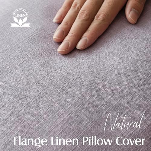 Foindtower Linen Solid Decorative Throw Pillow Covers 24x24 Light Purple - Image 2