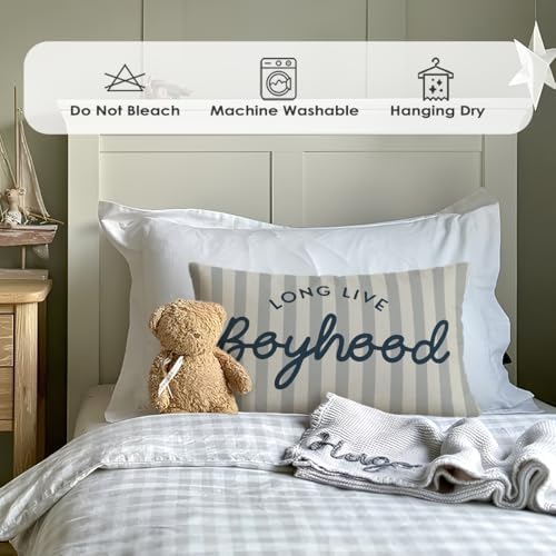Long Live Boyhood Boys Room Throw Pillow Cover 12x20, Playroom Kids Throw - Image 2