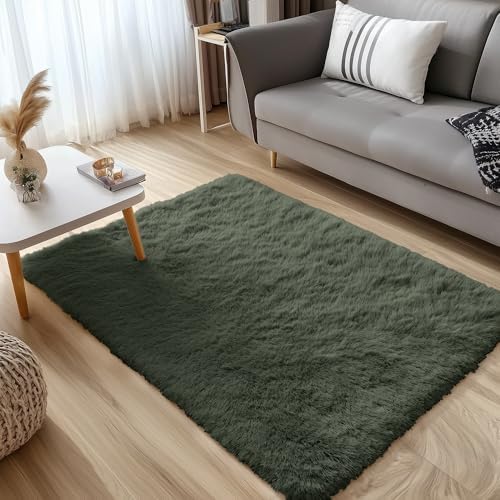 OLANLY 3x5 Machine Washable Small Bedside Rug, Soft Fluffy Shaggy Rugs - Image 5