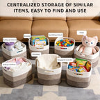 4 Pack Storage Baskets for Organizing, and Clothes, Cotton Rope Basket for - Image 6