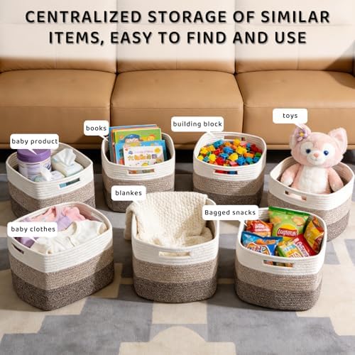 4 Pack Storage Baskets for Organizing, and Clothes, Cotton Rope Basket for - Image 6