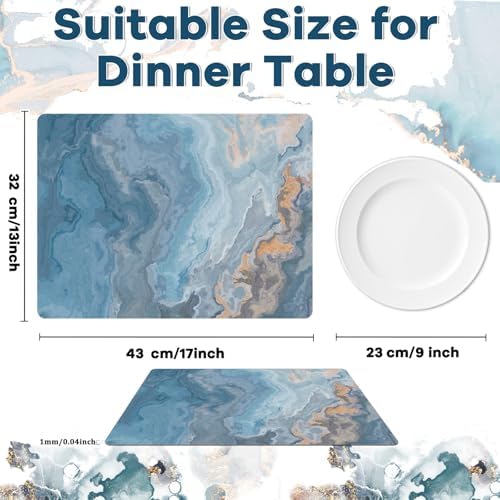 Blue Marble Placemats Set of 6 Plastic Table Mat 17×13×0.04in - Image 2