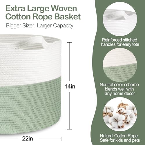 MEGASKET Extra Large Blanket Basket, Nursery Baby Toddler Toy Organizer - Image 2