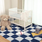 Super Soft Rug for Bedroom, 4x6 ft Blue and White Area Rug Classic Checkered - Image 6