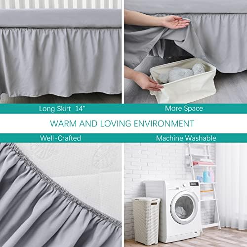 Crib Bed Skirt 14" Drop, Fits 28"x52" Crib, Adjustable - Image 3