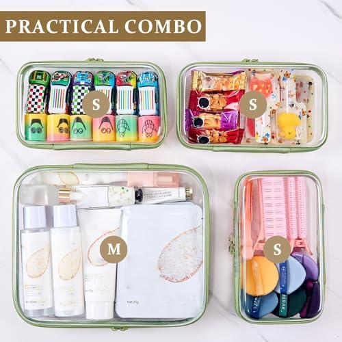 4 pcs Clear Zipper Pouches, Hard Shell Zipper Case, Toiletry Bag - Image 3