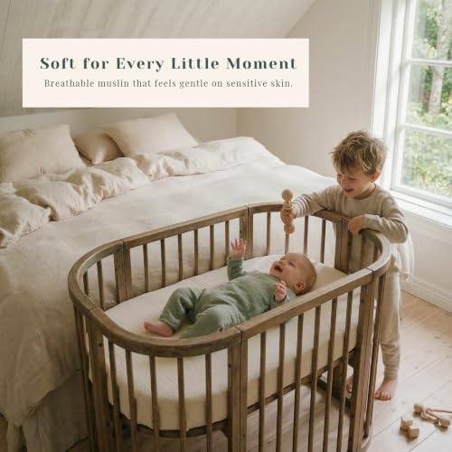 3 Pack Cotton Muslin Baby Bassinet Fitted Sheet - Image 3