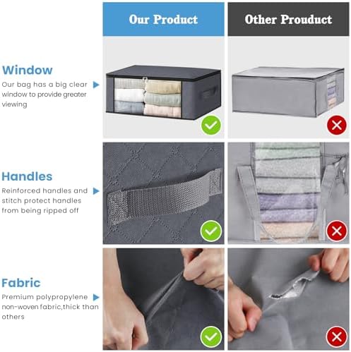 HomeHacks 3-Pack Clothes Organizer Storage Bags, 35L Storage Bins - Image 4