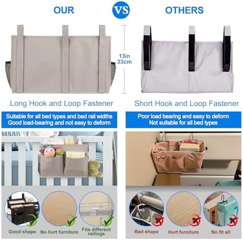 Surblue Bedside Caddy Hanging Bed Organizer Storage Bag Pocket - Image 4