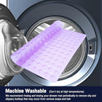 Square Shower Mat Bathtub Bath Mat Non Slip Clear Purple 21"x21" - Image 6