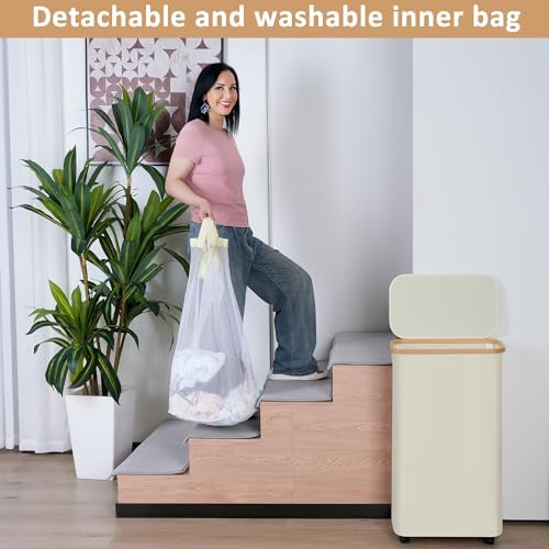 IEGrow Laundry Hamper with Wheels, 75L Laundry Basket with Bag - Image 4