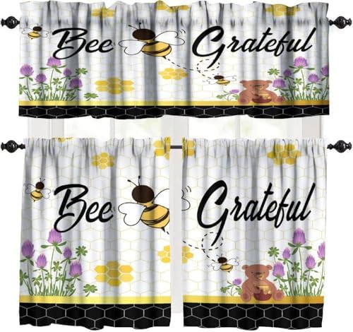 Kids Bee Valance, Spring Floral Watercolor Flower Honey Plants Valance by Unknown