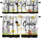 Kids Bee Valance, Spring Floral Watercolor Flower Honey Plants Valance by Unknown