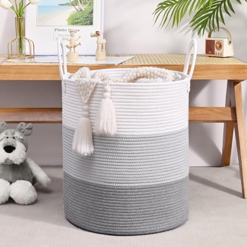 Laundry Hamper for Organizing, 52L Large Laundry Baskets, Cotton Rope Woven - Image 5