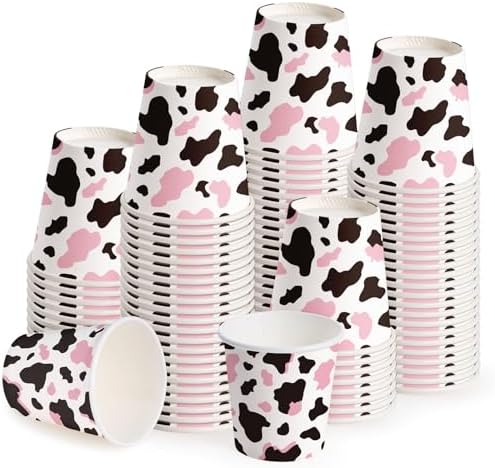 WRAPAHOLIC 3oz Pink Cow Bathroom Cups by WRAPAHOLIC