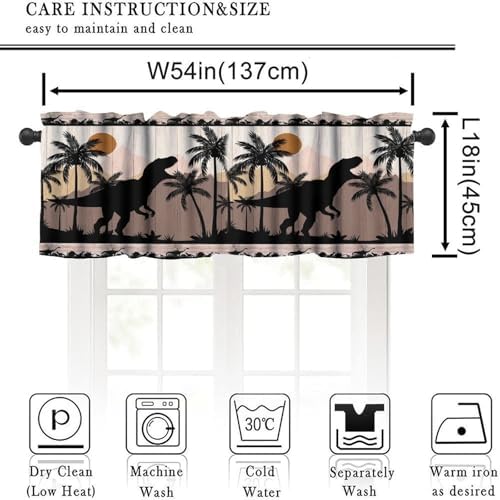 Dinosaur Wooden Kids Valance Curtains, Kids Boys Bedroom Nursery Room Window - Image 3