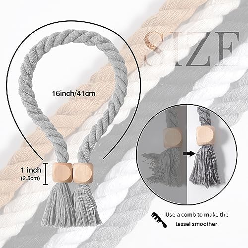 NICEEC 2 Pack Wooden Cube Magnetic Curtain Tiebacks Boho Home Decor Drape Tie - Image 4