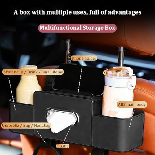 Car Headrest Backseat Organizer, 4 in 1 Multifunctional Vehicle Back Seat - Image 6