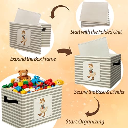Rustic Western Cowboy Duck Storage Bins Boxes Handles - Image 6