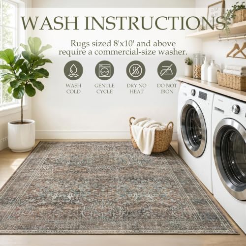 JOLLYVOGUE 6x9 Area Rugs for Living Room, Vintage Washable Rug - Image 7