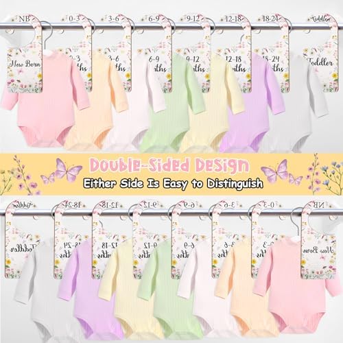 Baby Closet Dividers 8PCS, Wildflower/Floral Theme Wooden Double-Sided Clothes - Image 4