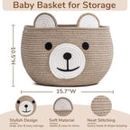 CherryNow Large Baby Basket for Gifts Empty, Cute Bear Design, Light Brown - Image 4