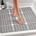 Large Square Shower Mat Tub Bath Mat Non Slip Clear Grey 27"x27" - Image 2