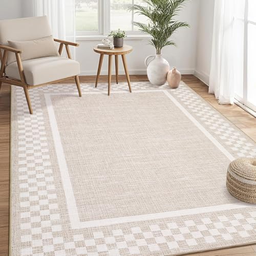 GarveeHome Washable Area Rug 4x6 Checkered Small Bedroom Living Room Rugs - Image 2