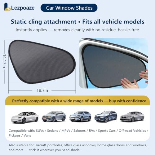 2-Pack Car Window Shades | Mesh Static Adsorption Side Window Sunshade | - Image 4