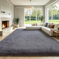 Grey Fluffy Large Area Rug 8x10, Soft Washable Shag Carpet by KICHOWUA