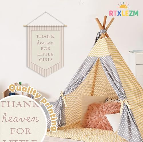 Girls Room Decor, Thank Heaven for Little Girls Wall Banner Flag - Image 6