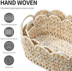 Coeusy Wicker Scalloped Basket Set of 2, Woven Storage Baskets - Image 6