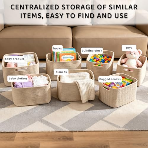 4 Pack Large Storage Baskets for Organizing, and Clothes, Cotton Rope Basket - Image 6