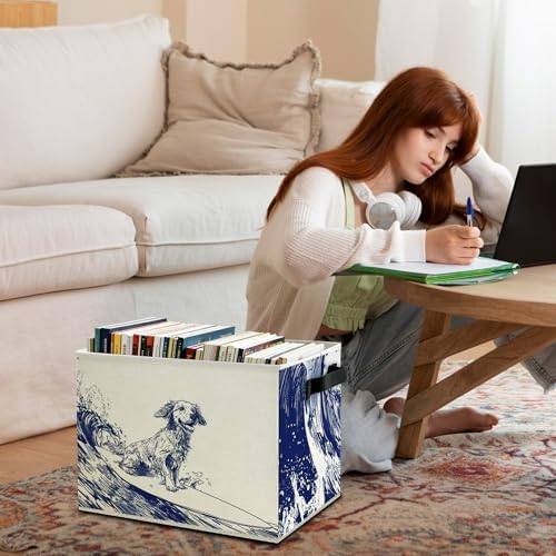 Navy Blue Coastal Dog Storage Bins Box - Image 3