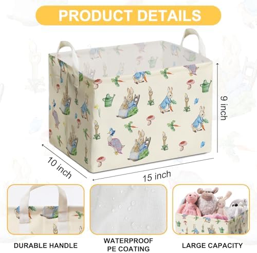 Rabbit Foldable Handle Storage Basket, Waterproof Organizer - Image 2