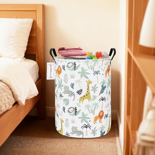 QUEENLALA Foldable Waterproof Round Fabric Laundry Basket Home - Image 4